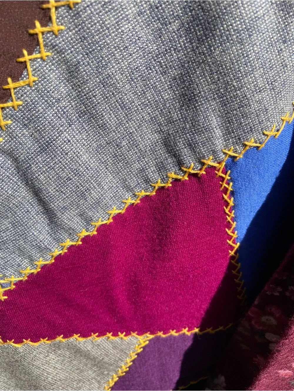 Vintage Handmade Multicolor Crazy Quilt - Vibrant Color Splash